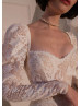 Long Sleeves Ivory Lace Rustic Wedding Dress